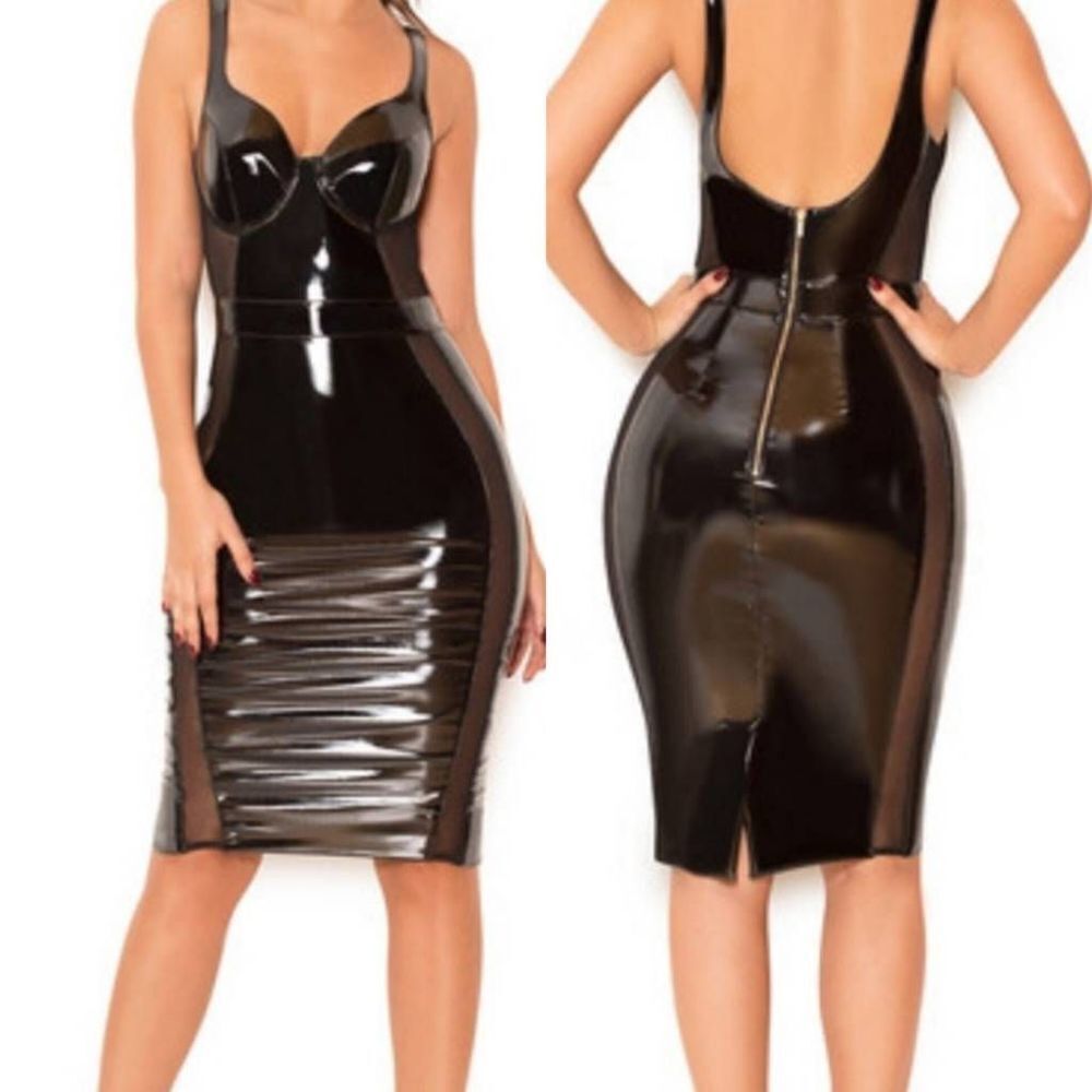 House of CB Firalla Black Vegan Leather Dress XS NWT - Picture 2 of 15
